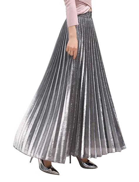 Buy Chartou Women's Premium Metallic Shiny Shimmer Accordion Pleated ...