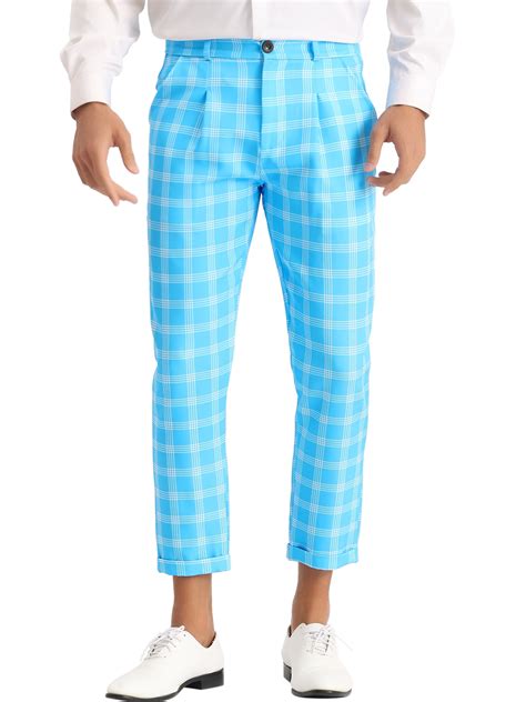 Lars Amadeus Plaid Golf Pants for Men's Stretch Pleated Front Formal ...
