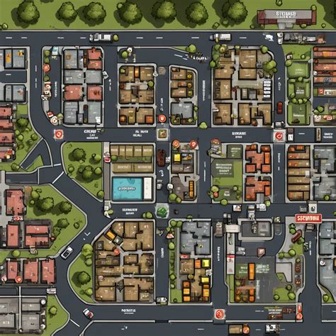 Detailed Zombie Survival Board Game Town Map | Stable Diffusion Online
