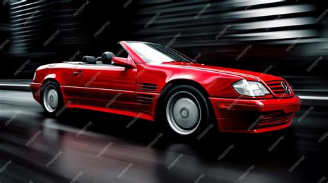 Premium AI Image | a red convertible car driving on a road