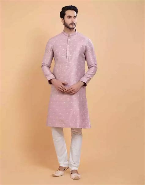 Light Pink Self Design Jacquard Kurta Set – South India Shopping Mall