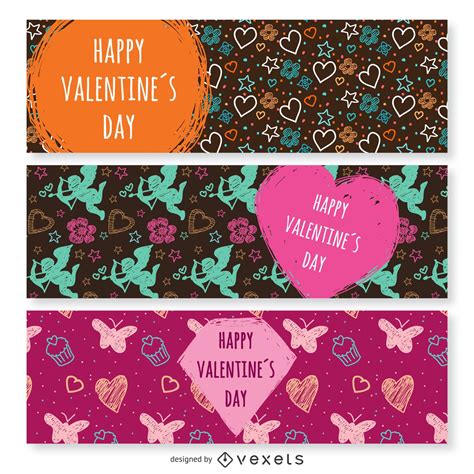 Happy Valentine's Day Banner Set Vector Download