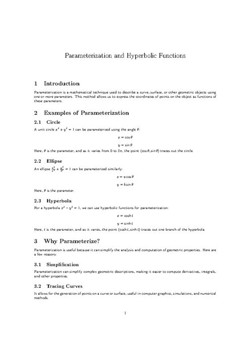 Understanding Hyperbolic Functions: A short summary towards a better ...