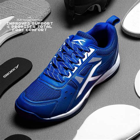 Hundred RAZE Unisex Badminton Shoes (Blue/White) – Sportswing.in