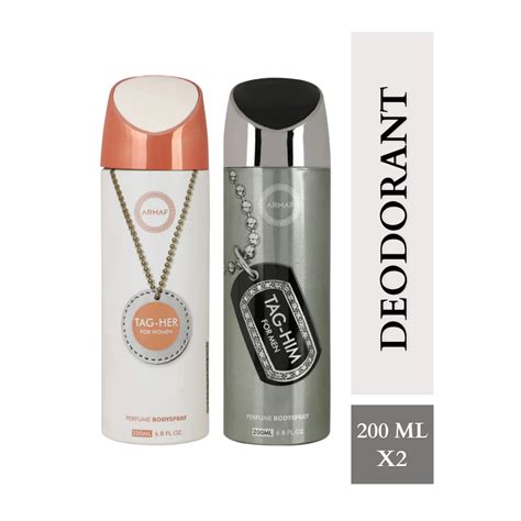 Armaf Tag Her & Tag Him Deodorant Combo – 200ML Each (Pack of 2) for ...