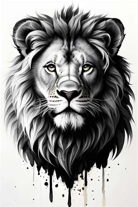 Black and white lion portrait. | Ý tưởng hình xăm, Sư tử, Hình xăm