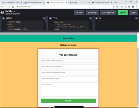 Image result for Formulaire De Contact HTML CSS