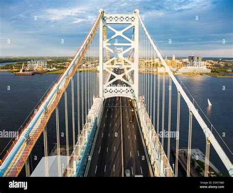 Aerial view of Ben Franklin Bridge and Camden, NJ Stock Photo - Alamy