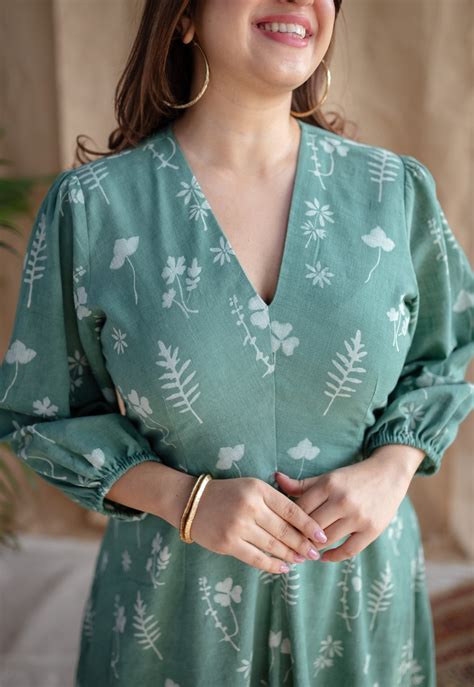 INDIAN ETHNIC WOMEN'S Taima Dabu Slub Cotton Dress – THE INDIAN ETHNIC CO.