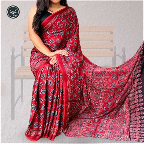 AJRAKH HAND BLOCK PRINTED SAREES & ACCESSORIES – Exotyq