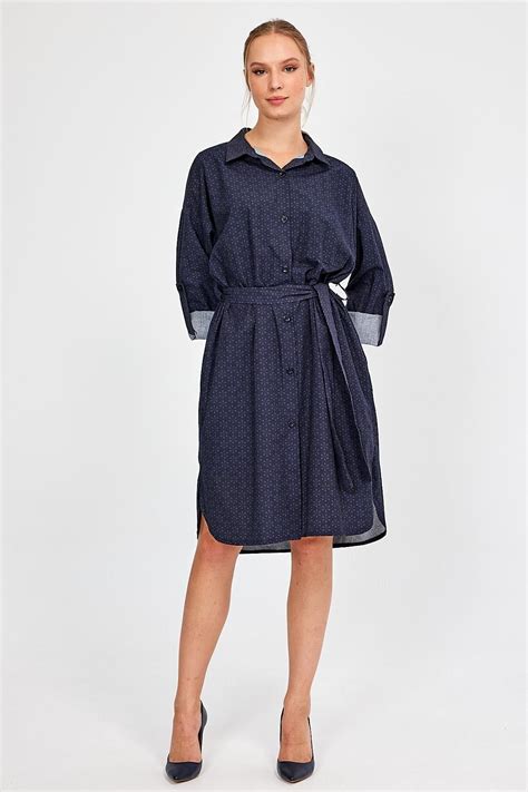 Antrasit Ayarlanabilir Kollu Kuşaklı Midi Gömlek Elbise | ALEXANDERGARDI