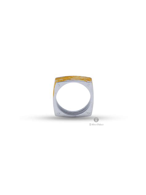 925 Sterling Silver Box Type 2-tone Ring For Mens - Silver Palace