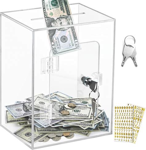 Amazon.com: Vcertcpl X-Large Acrylic Clear Piggy Bank with Lock for ...