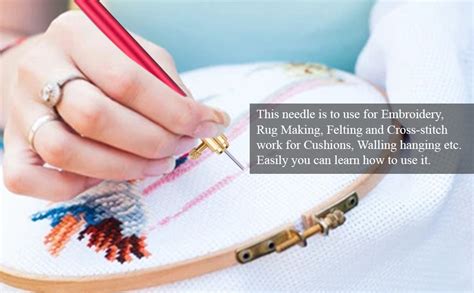 EmbroideryMaterial Punch Needle Set with Metal Handle & Threader Magic ...