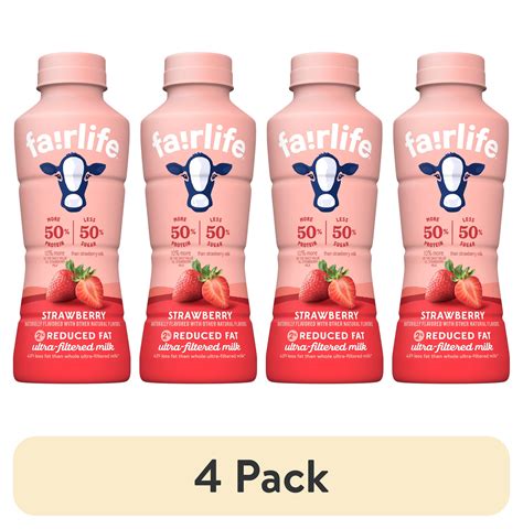 (4 pack) fairlife 2% Reduced Fat Strawberry Ultra Filtered Milk, 14 fl ...