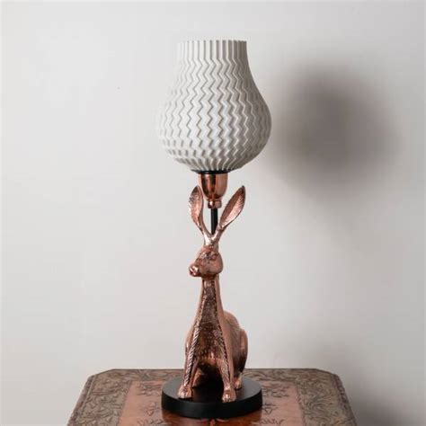 3D Printed Table Lamp Shade Theme: Wave Rabbit: Copper Finish - Cimplifabb