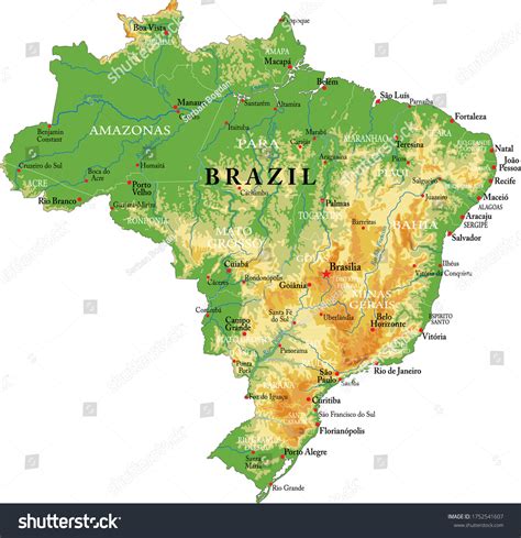 Brazil physical features map