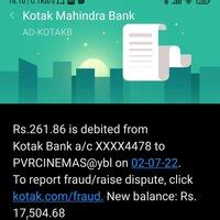 Pvr Cinem — Money paid but ticket not received