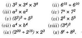 Using laws of exponents, simplify and write the answer in exponential ...