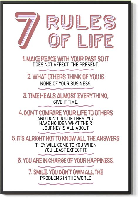 Buy 7 Rules Of Life Motivational Inspirational Positive Quotes Wall Art ...