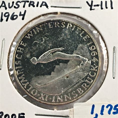 1964 Austria Proof Silver Olympic Ski Jump 50 Schilling Coin*DCAM ...