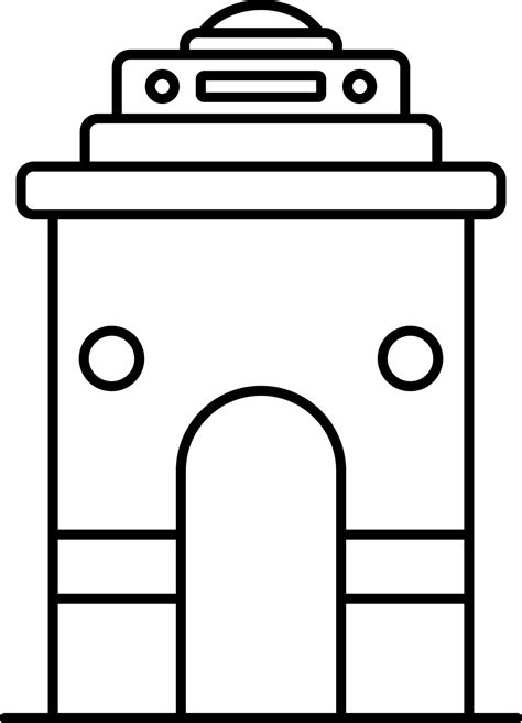 Black Outline Illustration Of India Gate Icon. 24153709 Vector Art at Vecteezy
