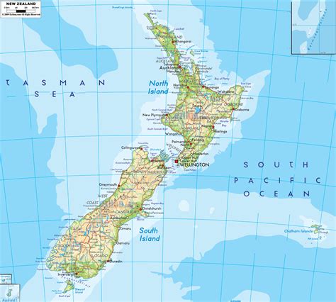Australia And New Zealand Physical Map - ToursMaps.com