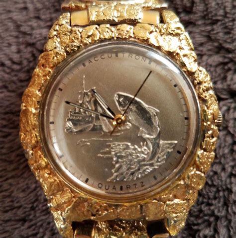 VINTAGE BULOVA ACCUTRON ALASKAN 10K GOLD NUGGET WATCH! BUSH PILOTS ...