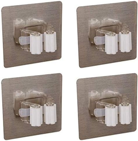 HOKIPO Magic Sticker Series Self Adhesive Mop & Broom Holder, Pack of 4 ...