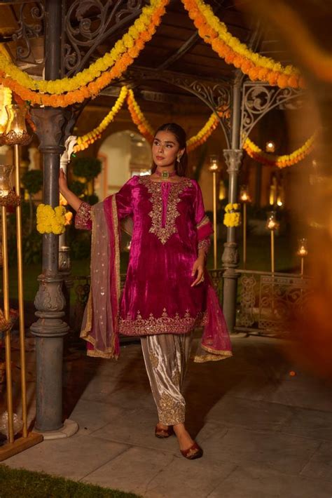 Magenta Velvet Suit – Ambre By Harsimran Sarai