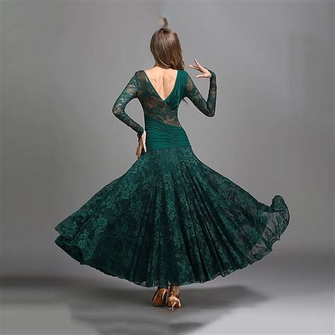Ballroom Dance Dress Ruching Split Joint Women's Performance Training ...