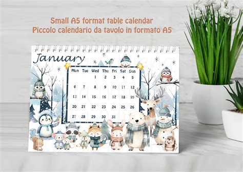 Calendar January 2025 - Editable and Printable - Cute Cartoon Woodland ...