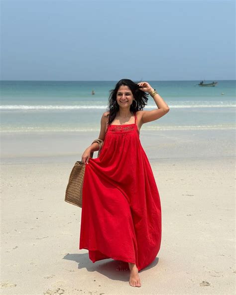 Buy Aunpriya Kapur in Scarlet Embellished Yoke Long Dress at Best ...