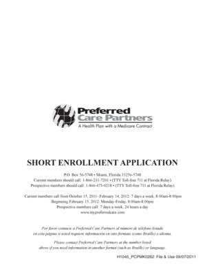 Fillable Online SHORT ENROLLMENT APPLICATION Fax Email Print - pdfFiller