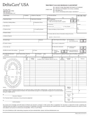 Dental Treatment Plan and Insurance Claim Form - Blank Fillable ...