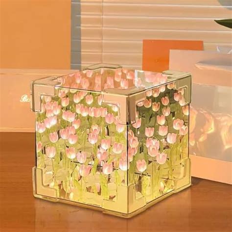 Buy inulec Tulip Night Light - Handmade DIY Tulip Cube Mirror Light ...