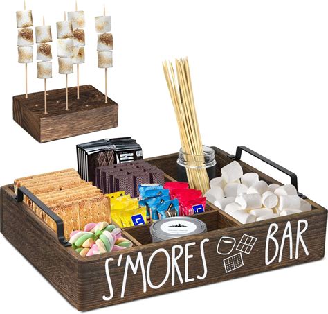 Amazon.com: Wooden S'mores Station Box S'mores Bar Holder for Counter, Farmhouse Smores Caddy ...