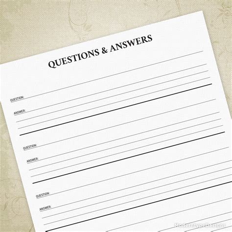 Questions And Answers Template