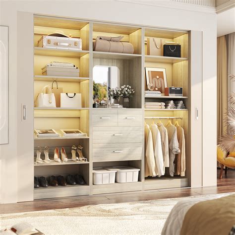 Latitude Run® Danniele Freestanding Closet System with Mirror and ...