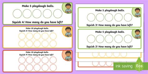 Subtraction Squish 0-10 Activity Cards (teacher made)