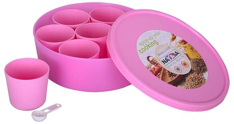 Nayasa Plastic Masala Boxes, 15 ml, 15-Piece, Pink - By AAROHI13 ...