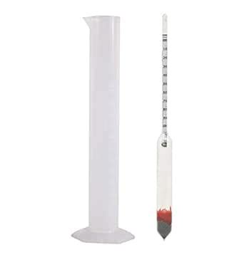 Plastic Measuring Cylinder 250ML With Glass Hydrometer Specific Gravity ...