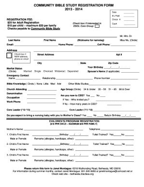 Fillable Online COMMUNITY BIBLE STUDY REGISTRATION FORM - cbsclass.org ...
