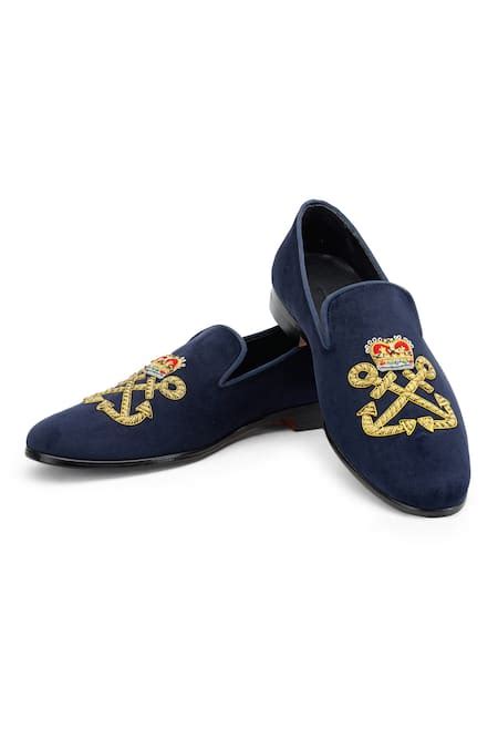 Buy Blue Embroidered Crossed Anchor Shoes For Men by SHUTIQ Online at ...