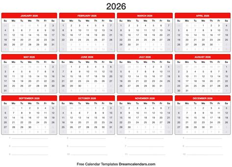 2026 Printable Monthly Calendar Large Squares - Printable We Love ...