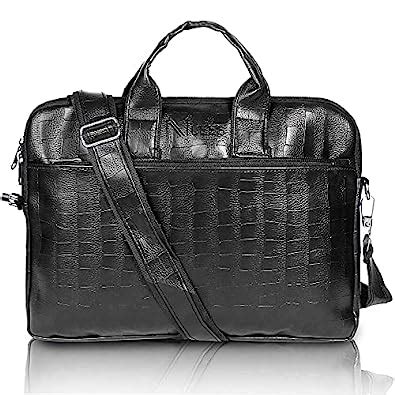 NUEES PU Leather 14 inch Laptop Messenger Bag - Office Bag for Men ...