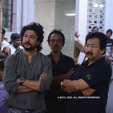 Prakashraj during K Balachander's funeral, held at Besant Nagar, in ...
