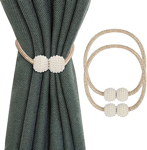 Buy Trexee Polyster Curtain Tiebacks with Pearl Magnetic Balls |Nylon ...