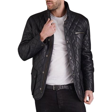Men's Black Leather Quilted Coat | Aviator Coats