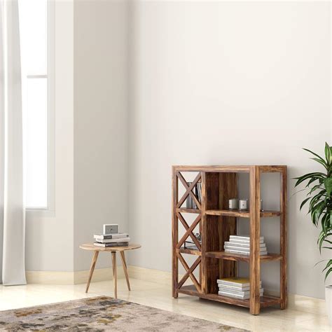 Amazon Brand - Solimo Salford Solid Sheesham Wood Bookshelf with 3 ...